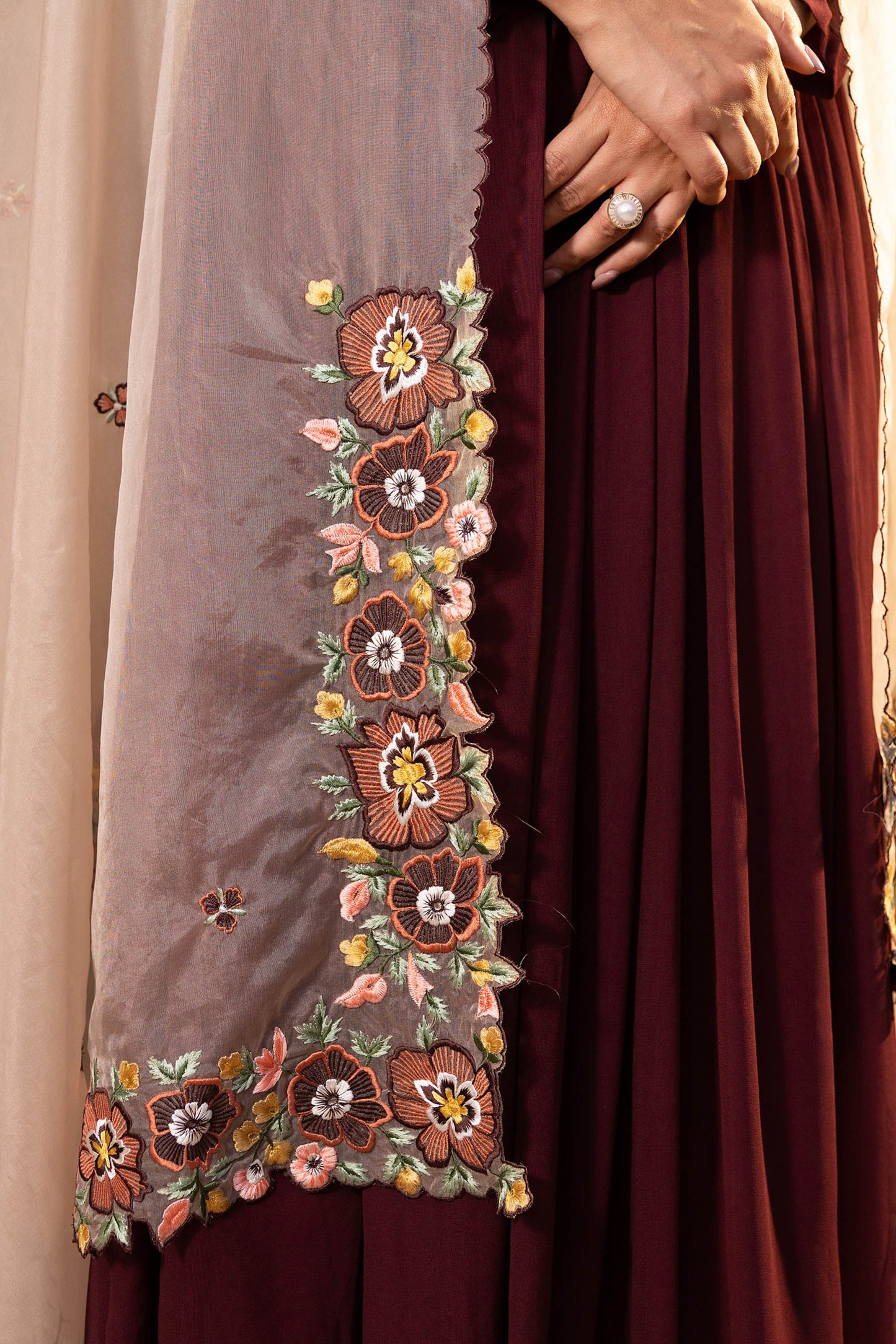 Brown Georgette Anarkali Set