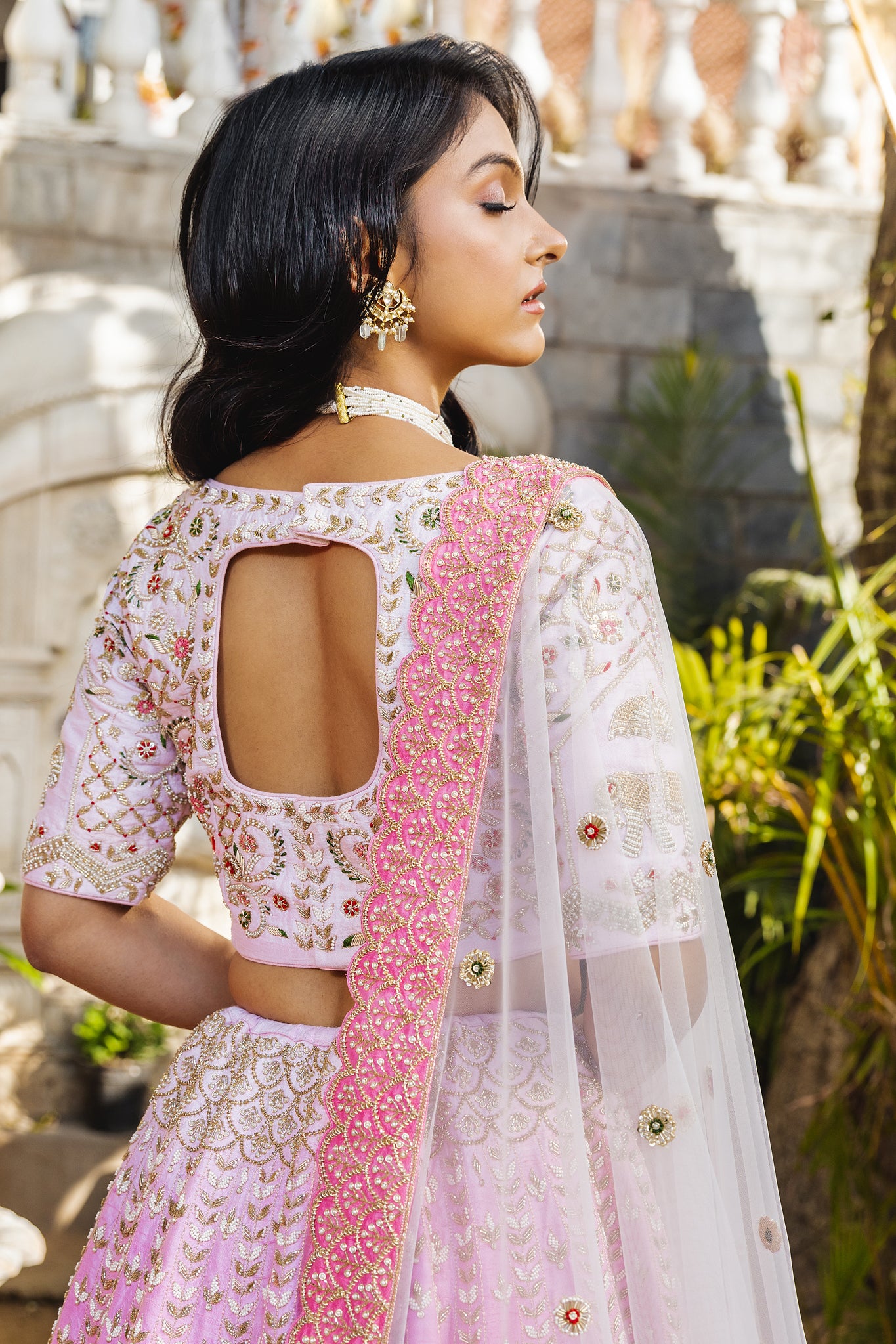 Pink ombre bridal lehenga set