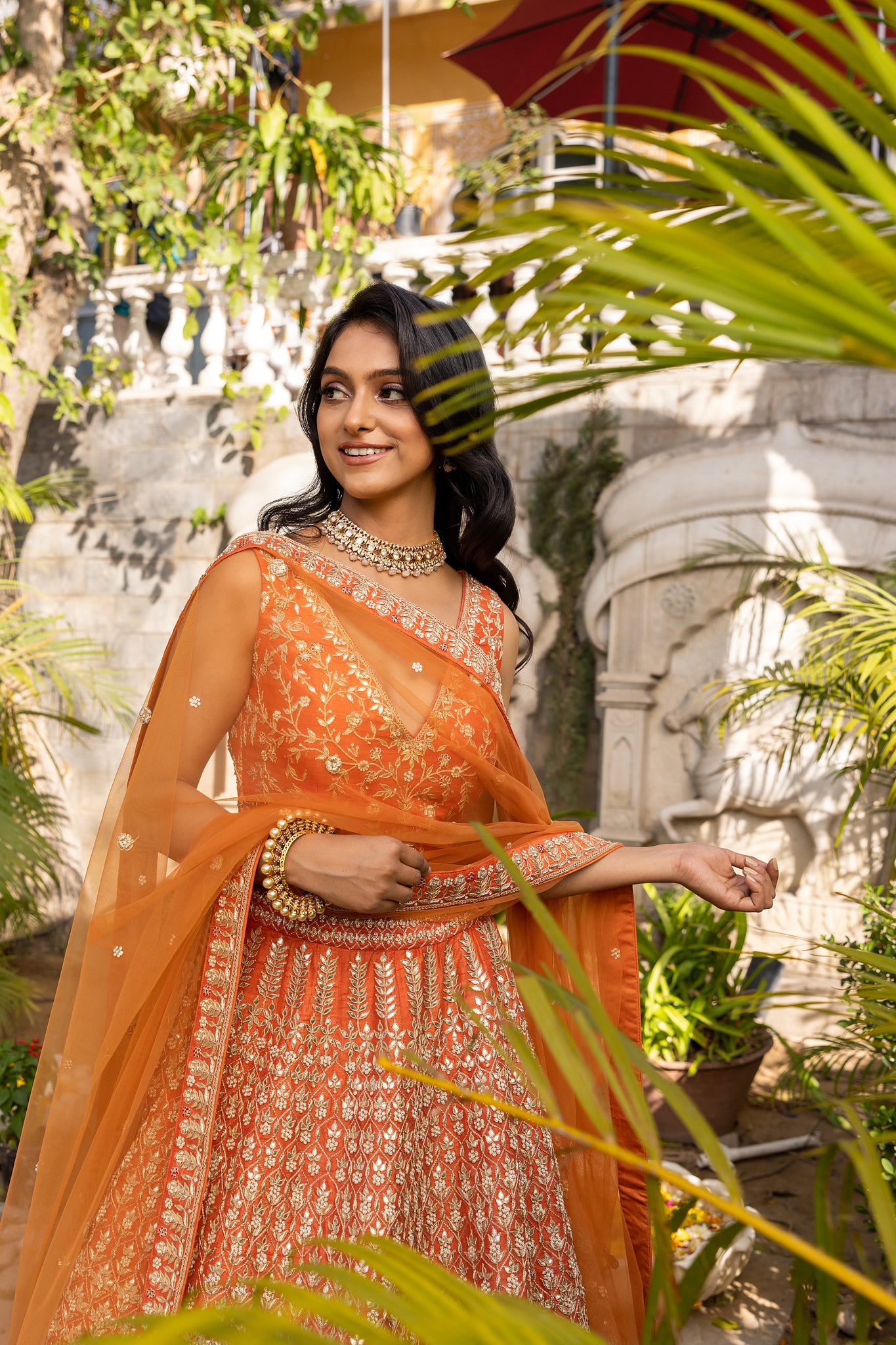 Rust orange bridal  lehenga set