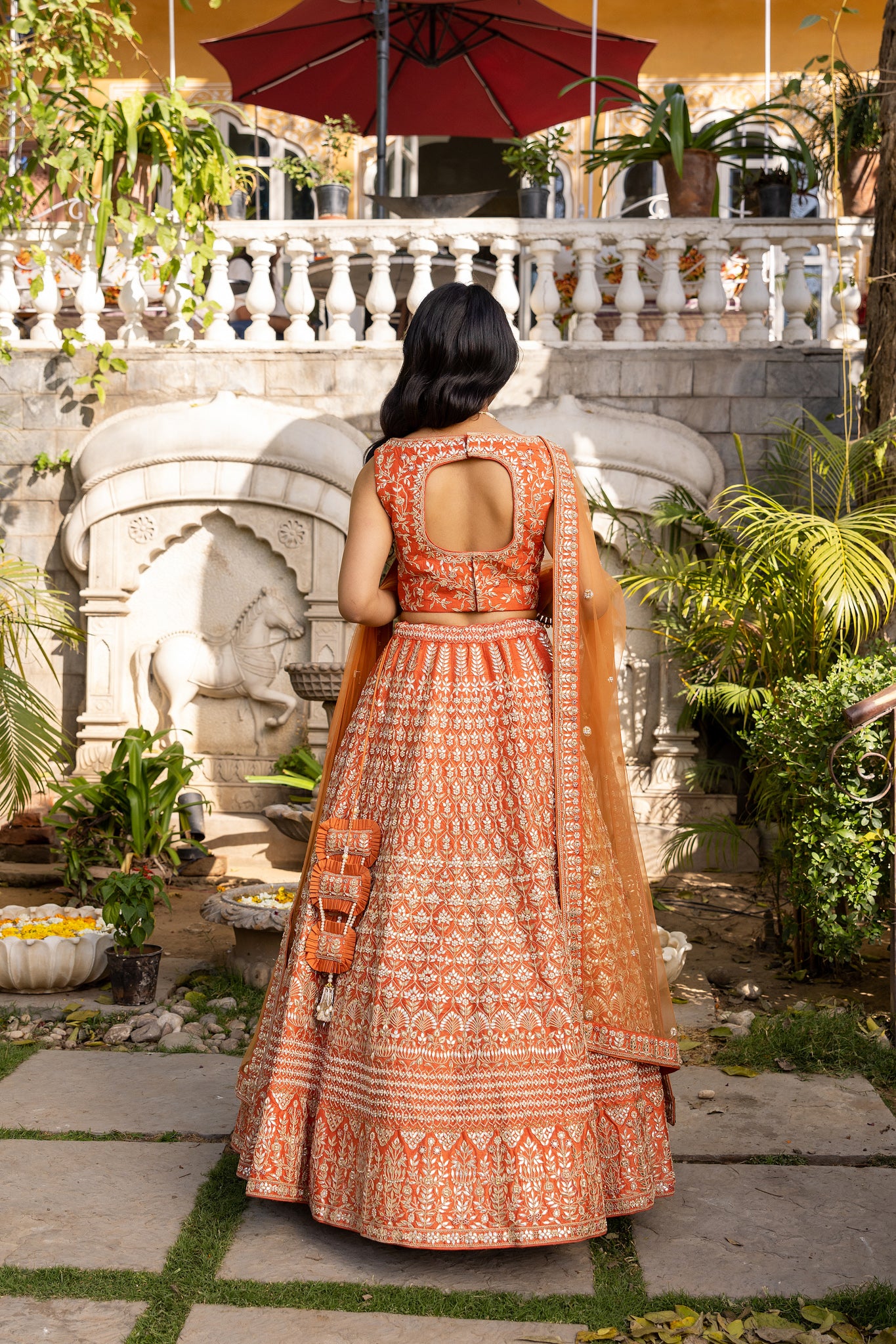 Rust orange bridal  lehenga set