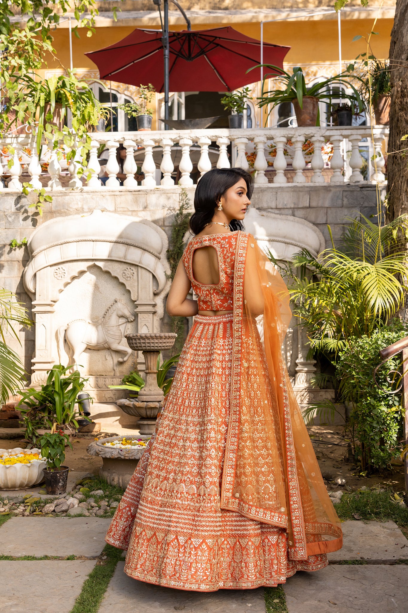 Rust orange bridal  lehenga set