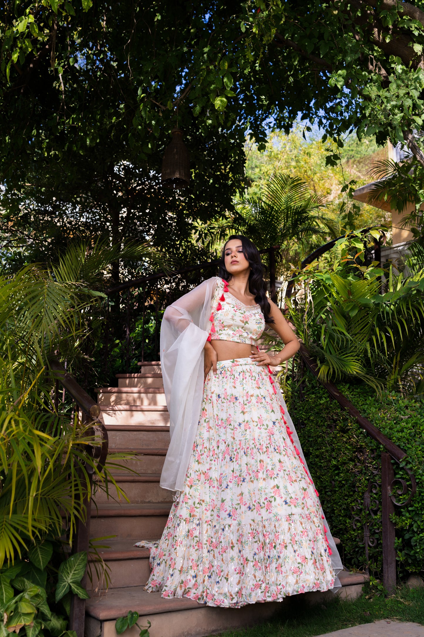 Off white cross lehenga set