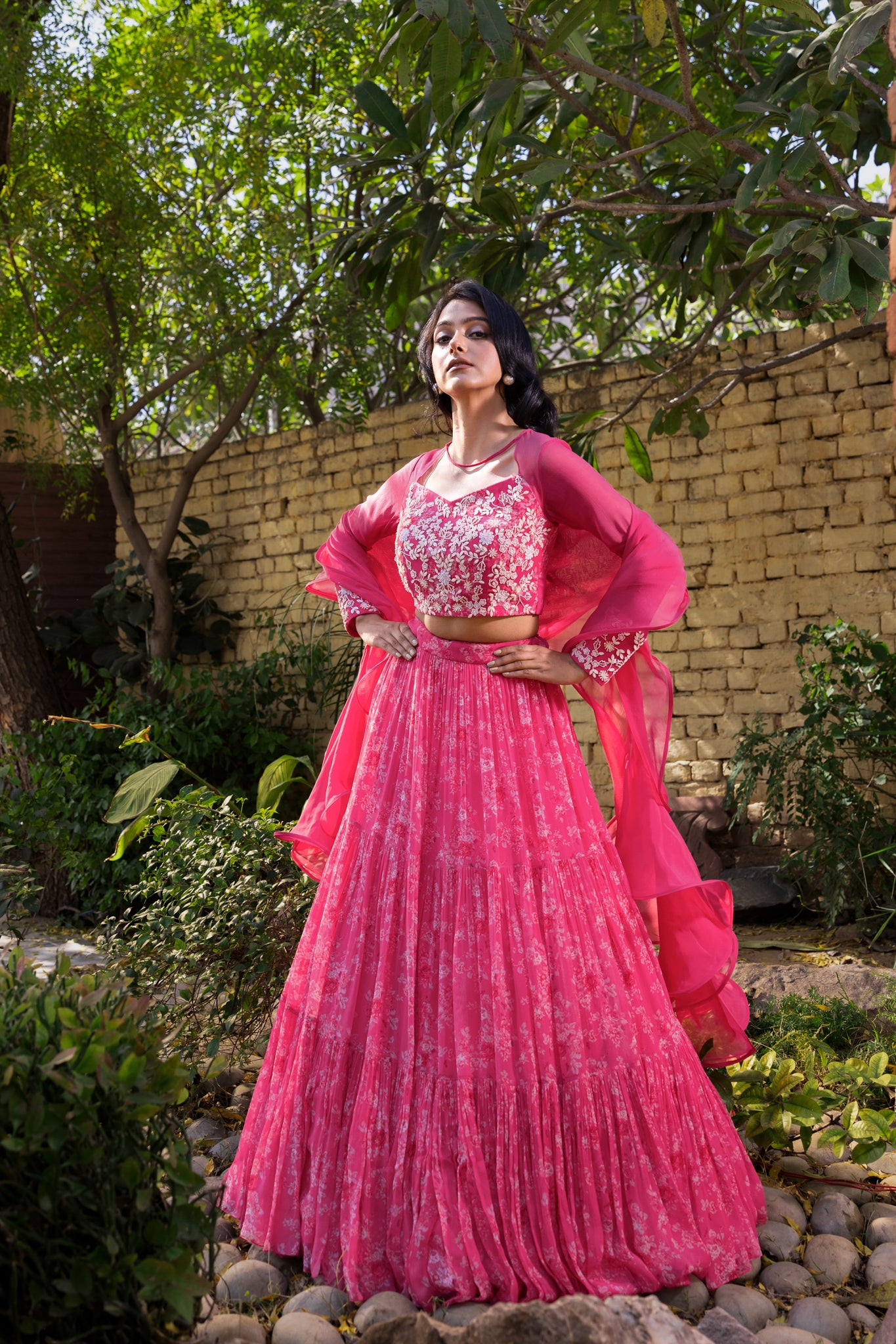 PINK LAYER LEHENGA SET