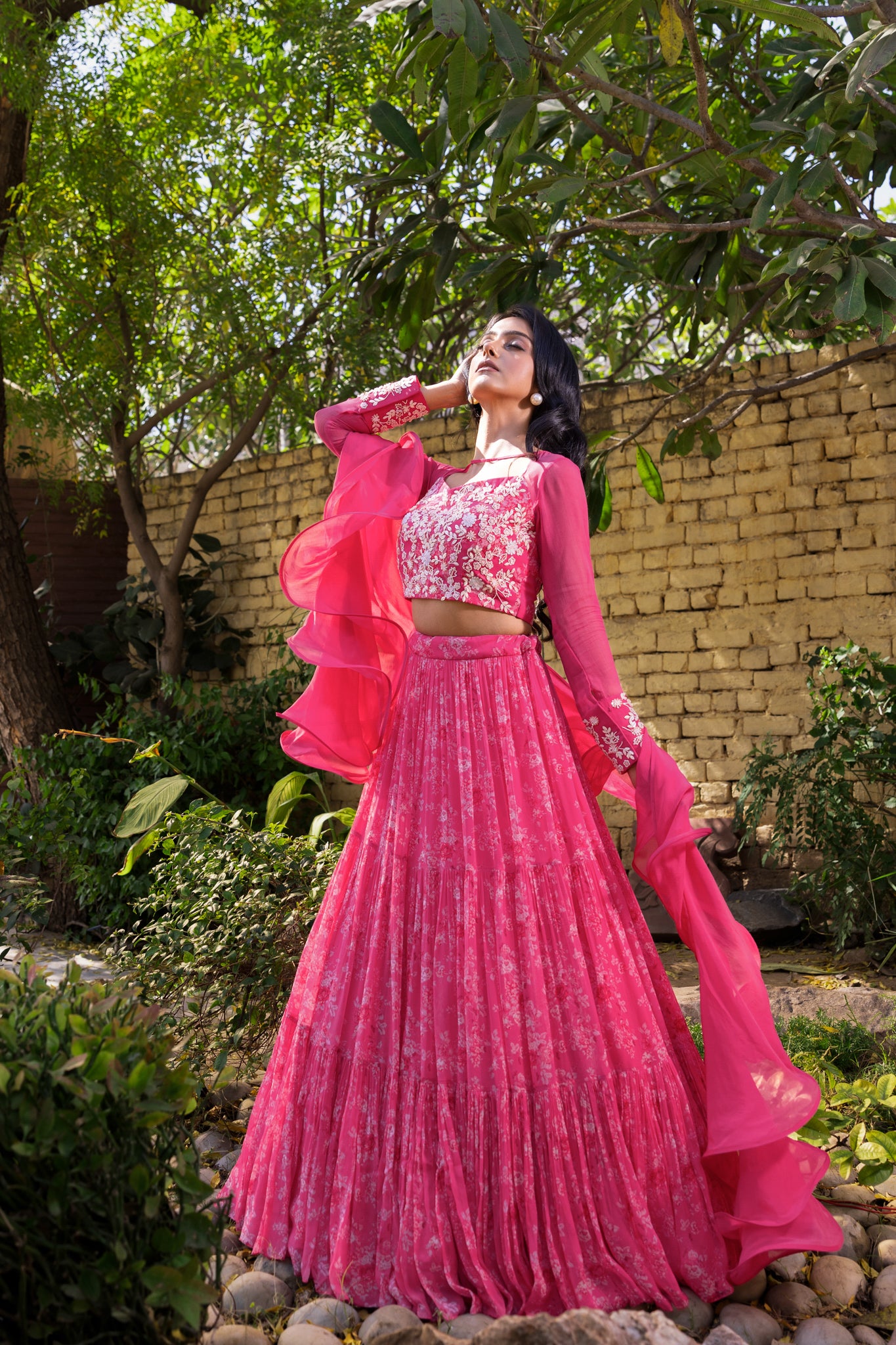 PINK LAYER LEHENGA SET