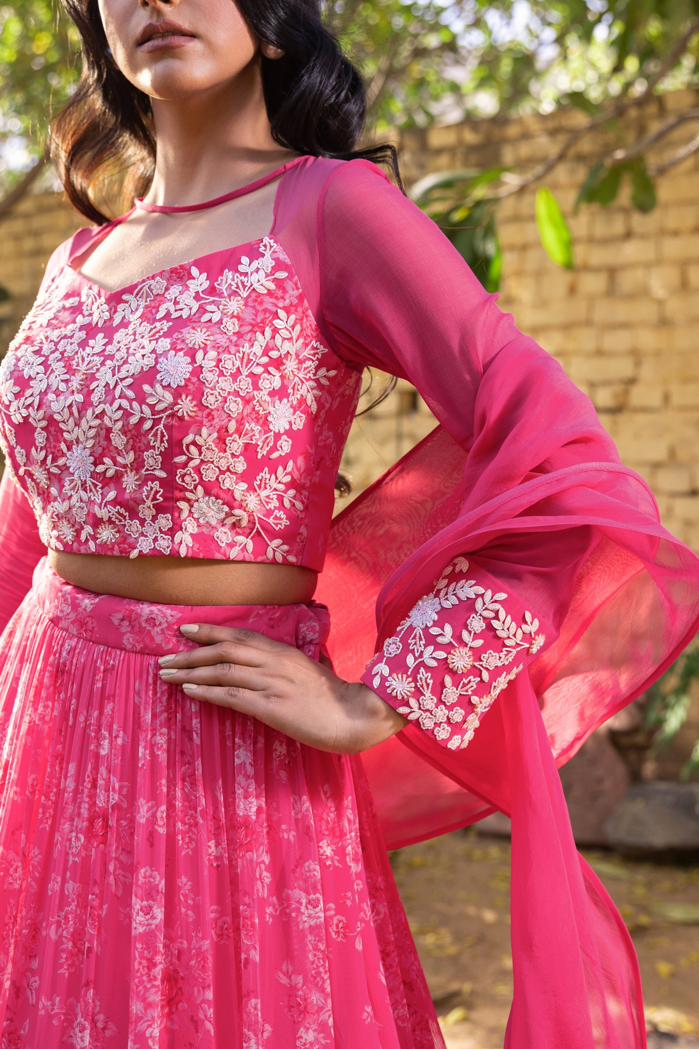 PINK LAYER LEHENGA SET