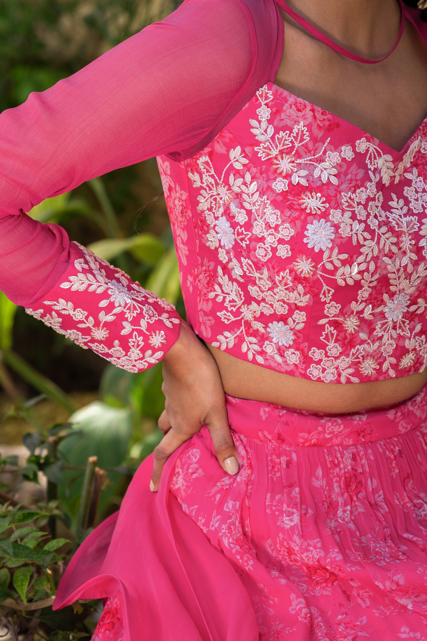 PINK LAYER LEHENGA SET