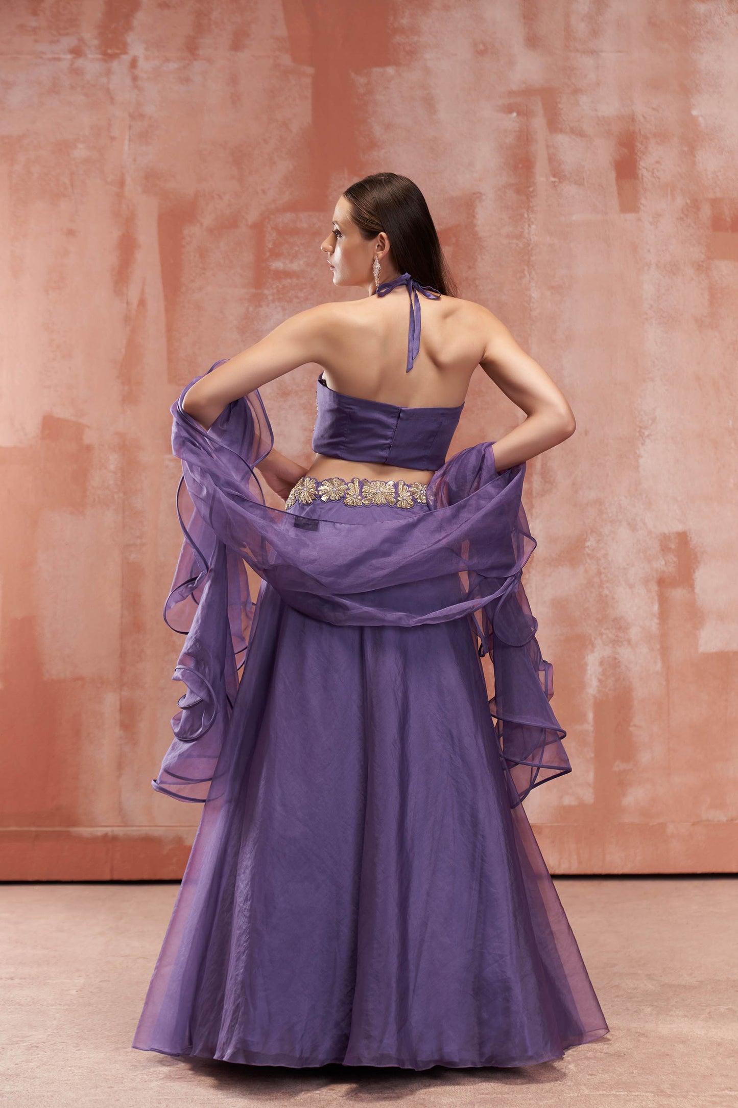 Lavender Embroidered Lehenga Set