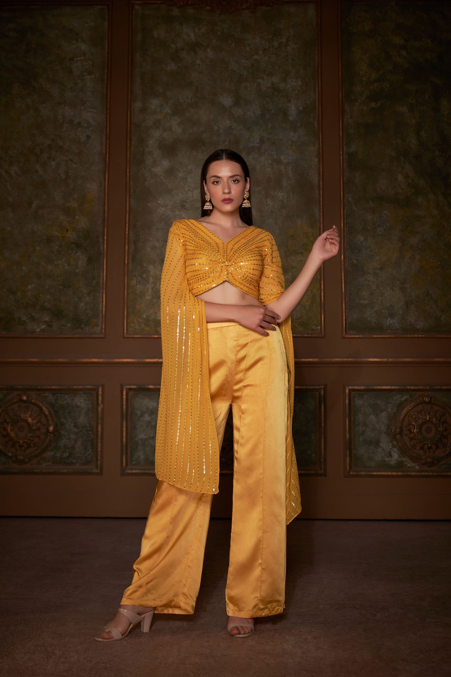 Yellow Georgette Pant Set