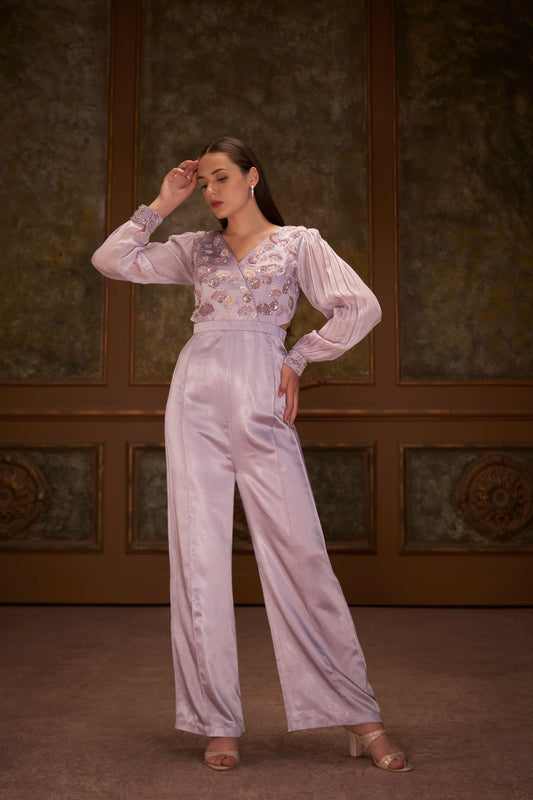 Lilac Embroidered Jumpsuit