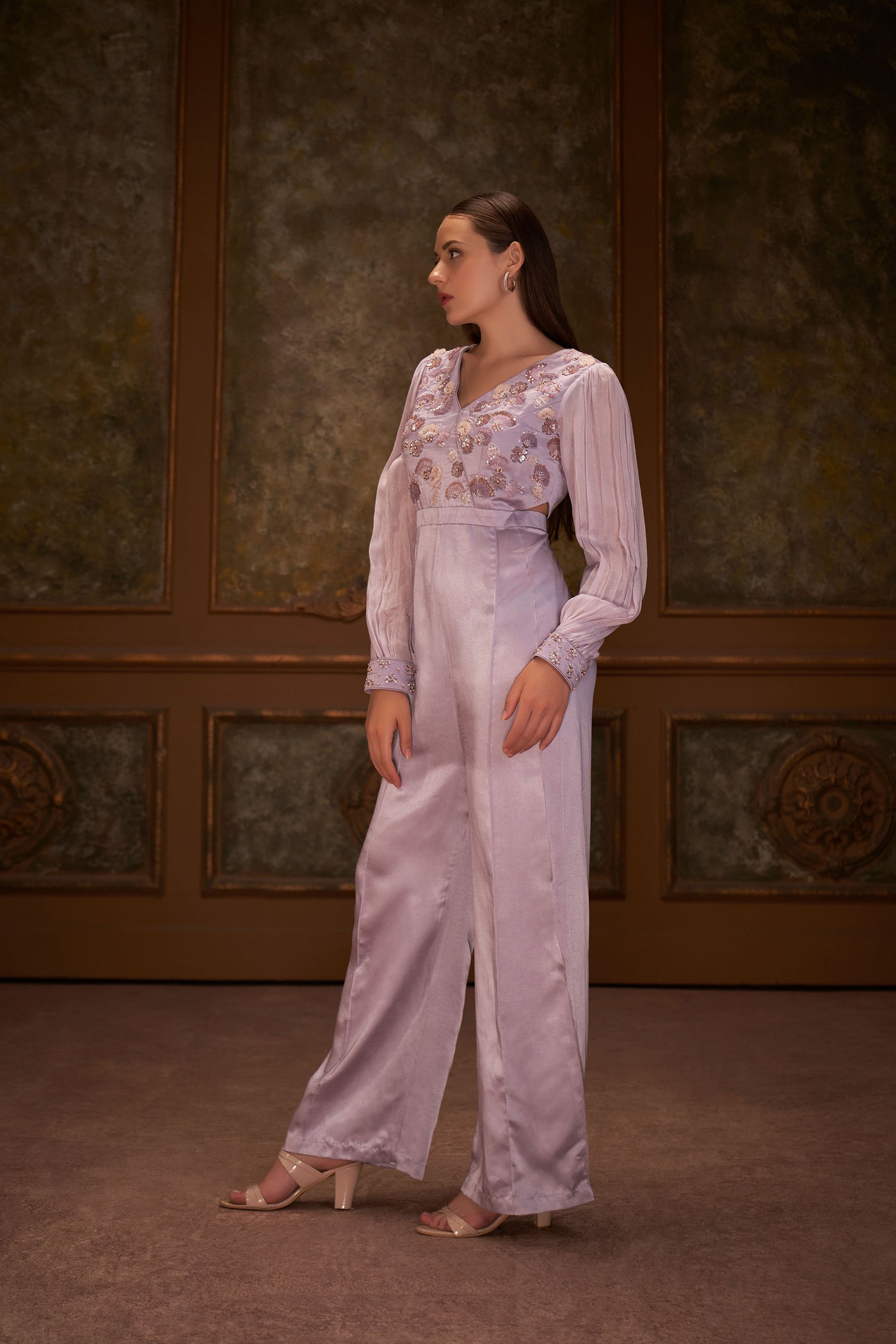 Lilac Embroidered Jumpsuit