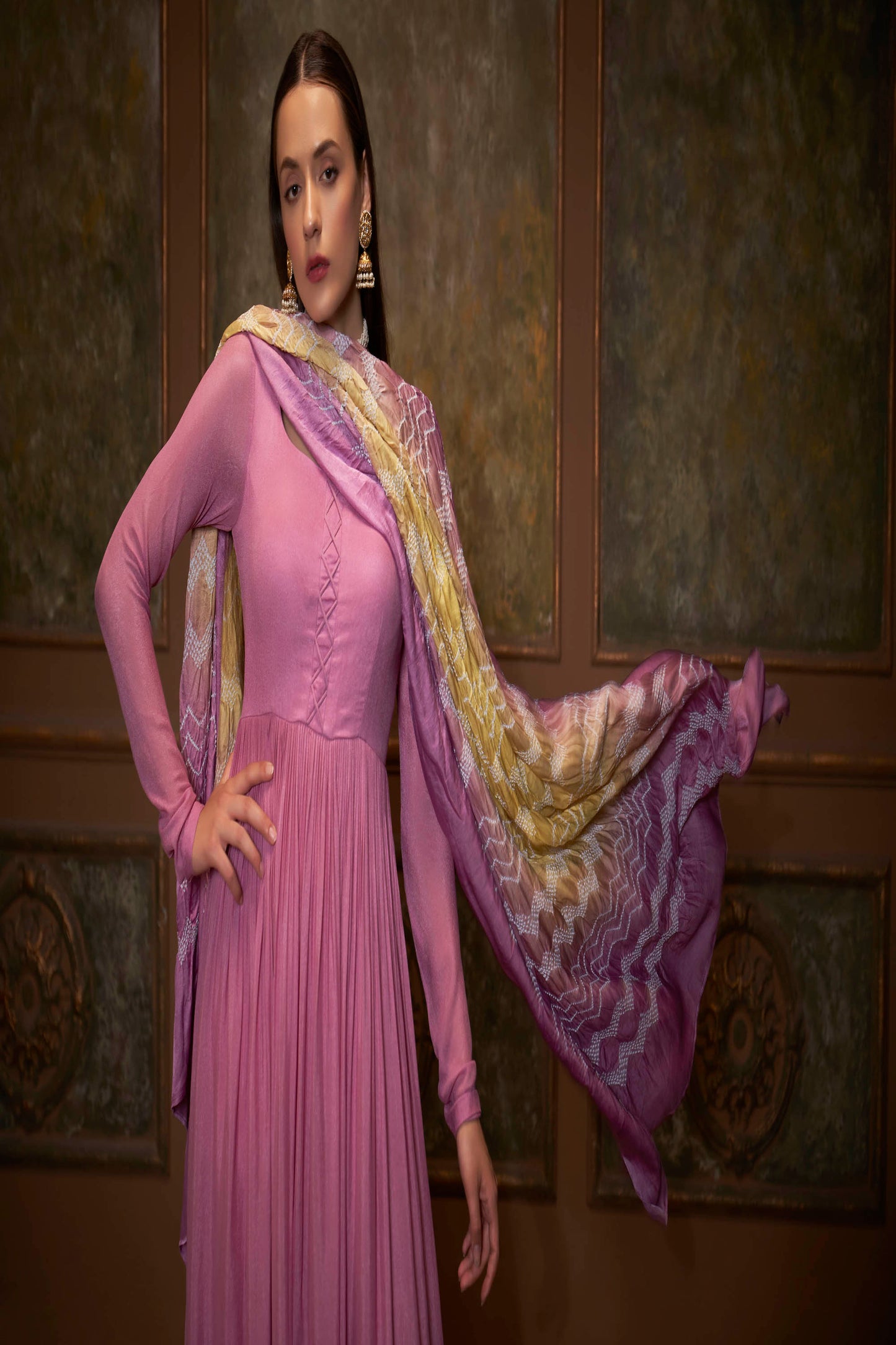 Lilac Georgette Anarkali Set