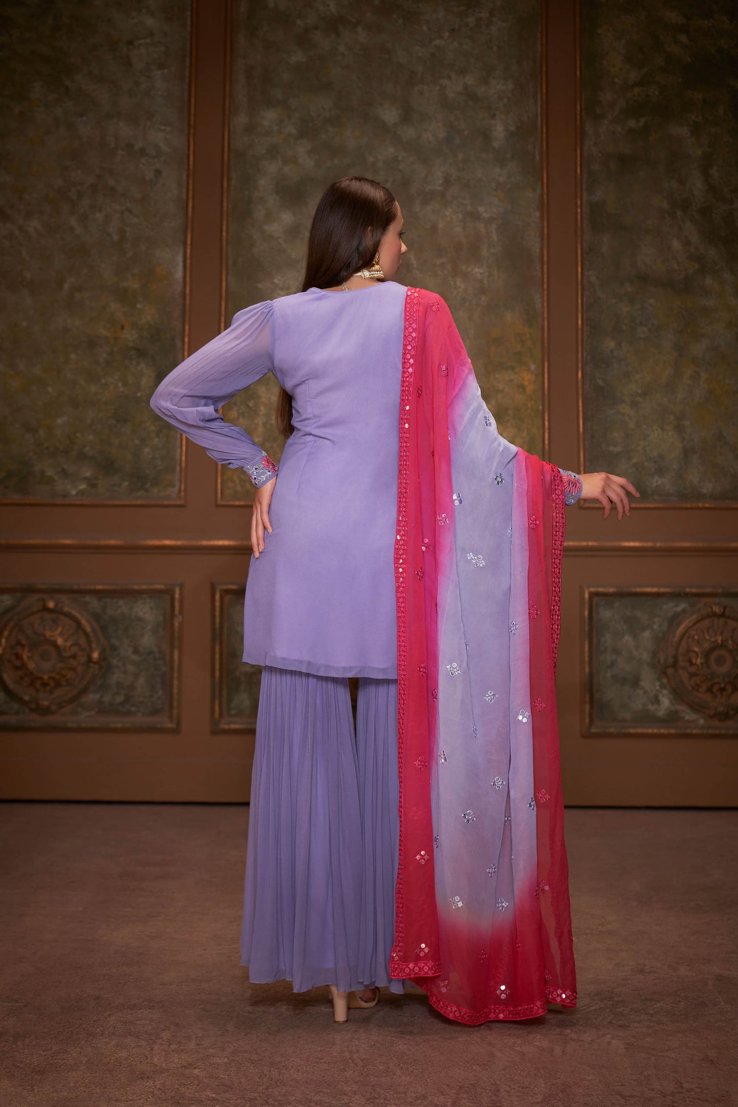 Lilac Georgette Sharara Set