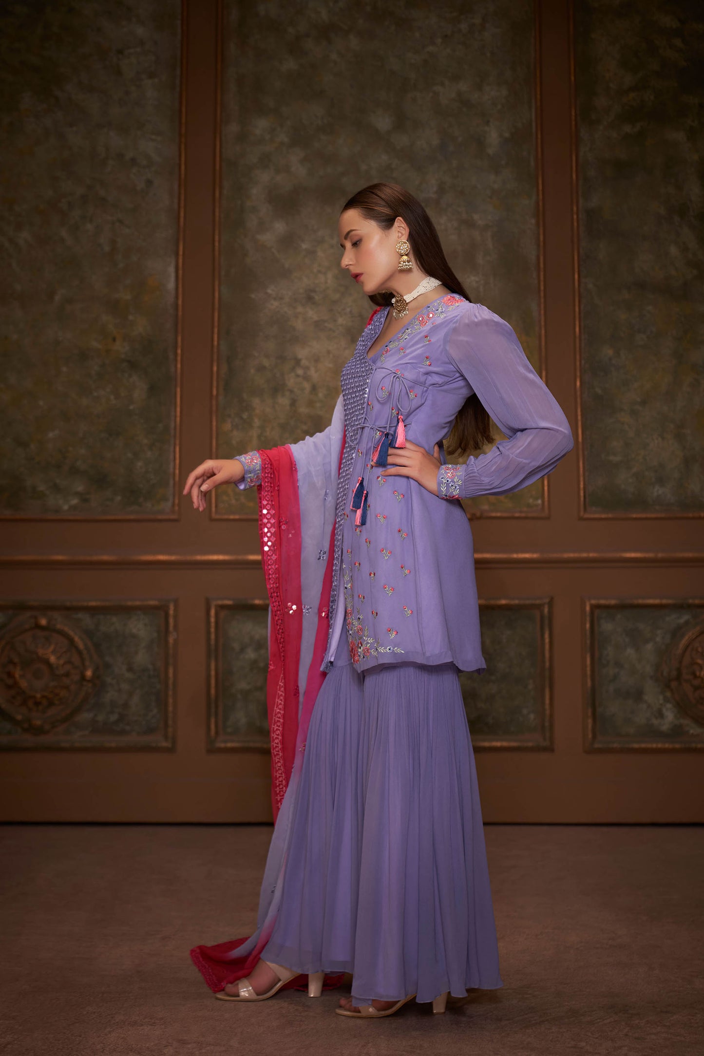 Lilac Georgette Sharara Set