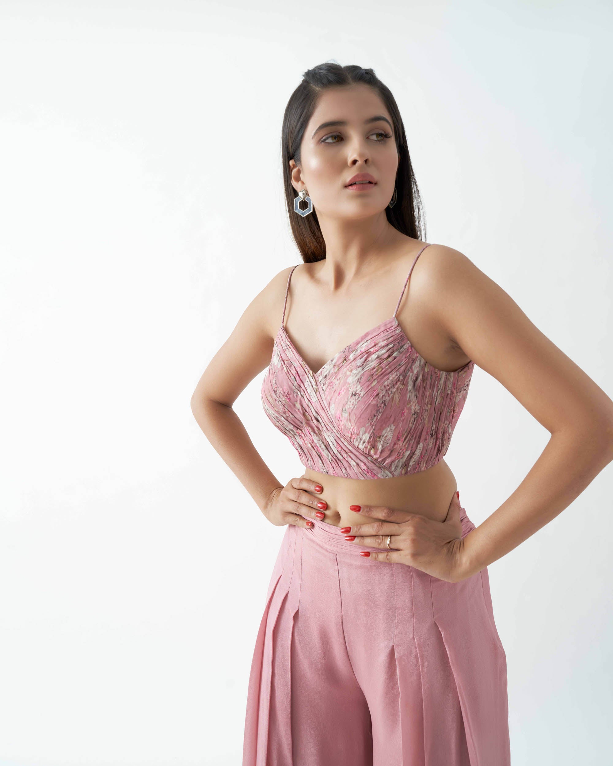 Blush Pink Georgette Crepe Jacket Set