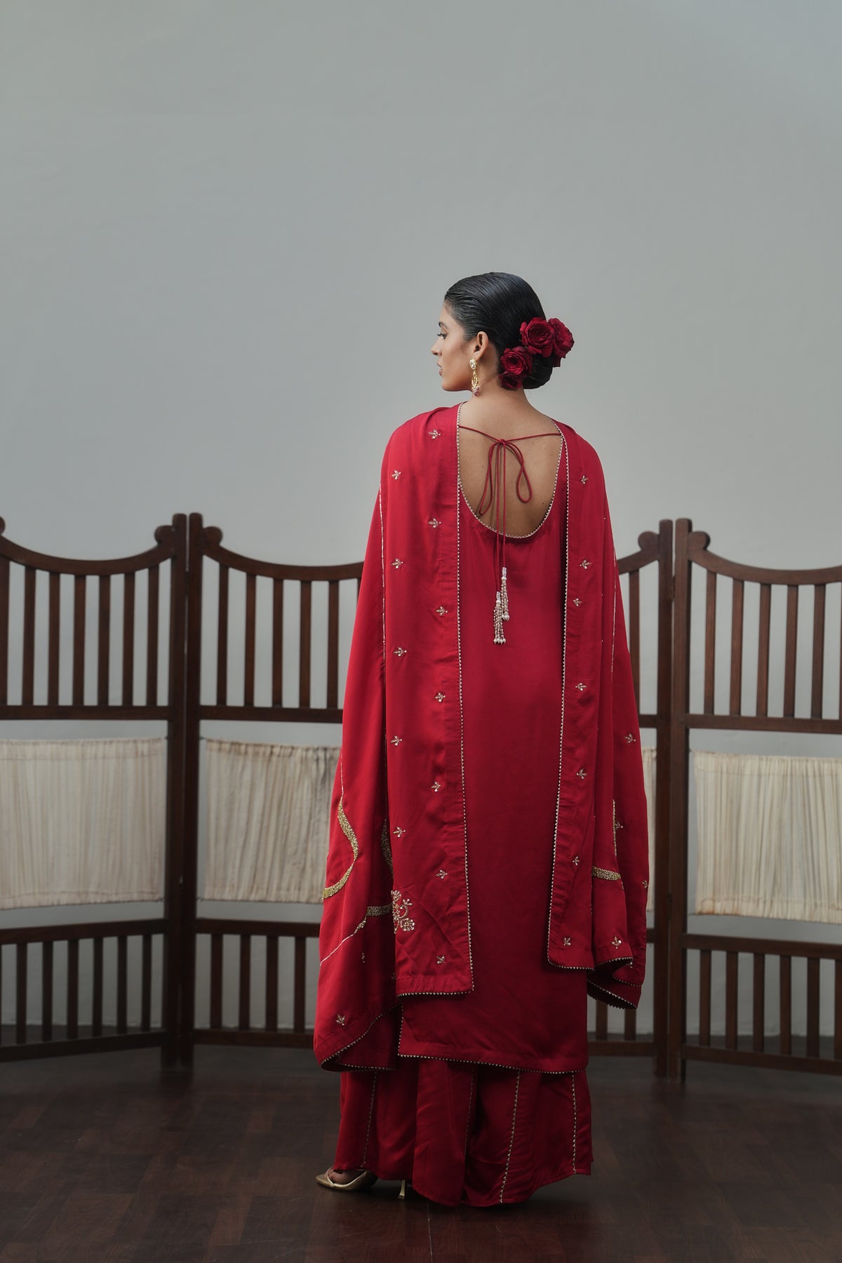 Red Kurta And Sharara Set