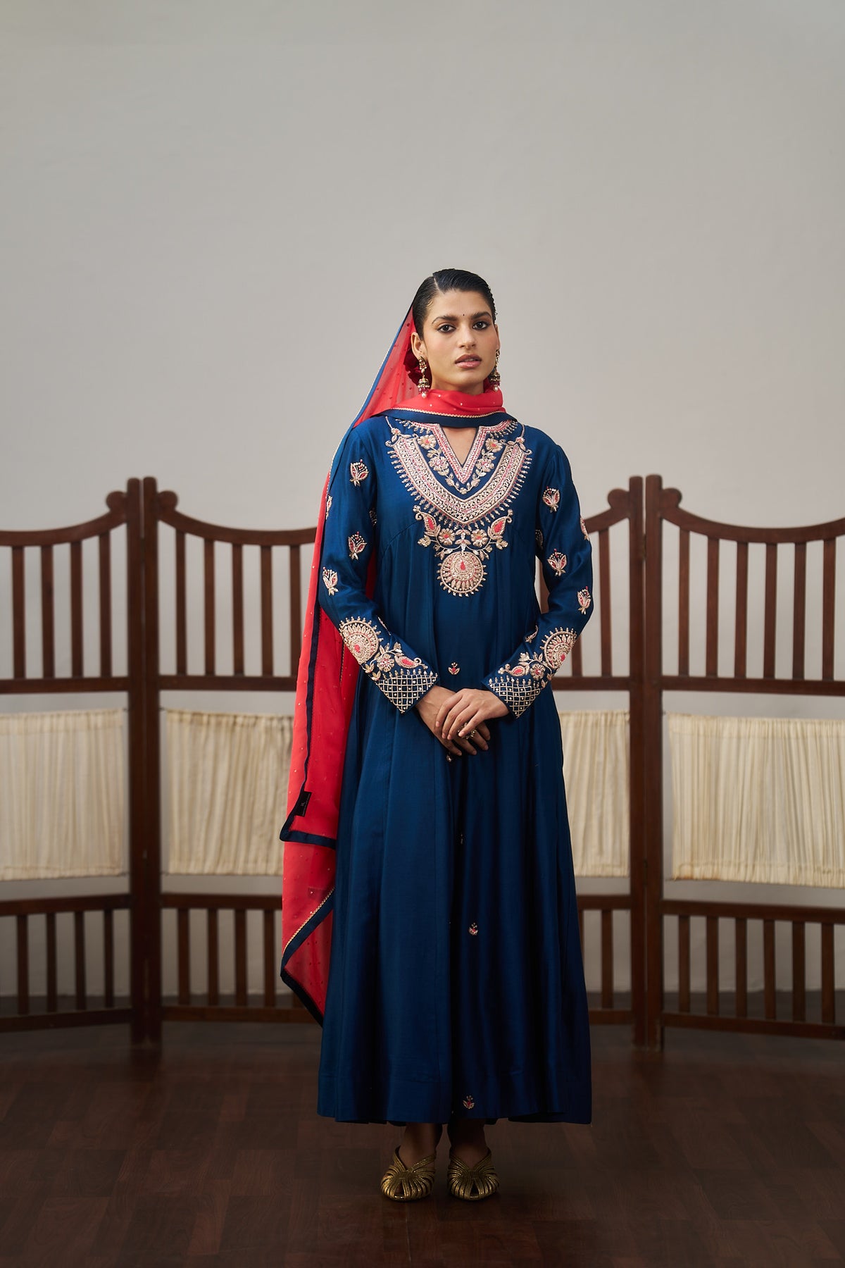 Dark Blue Anarkali Set