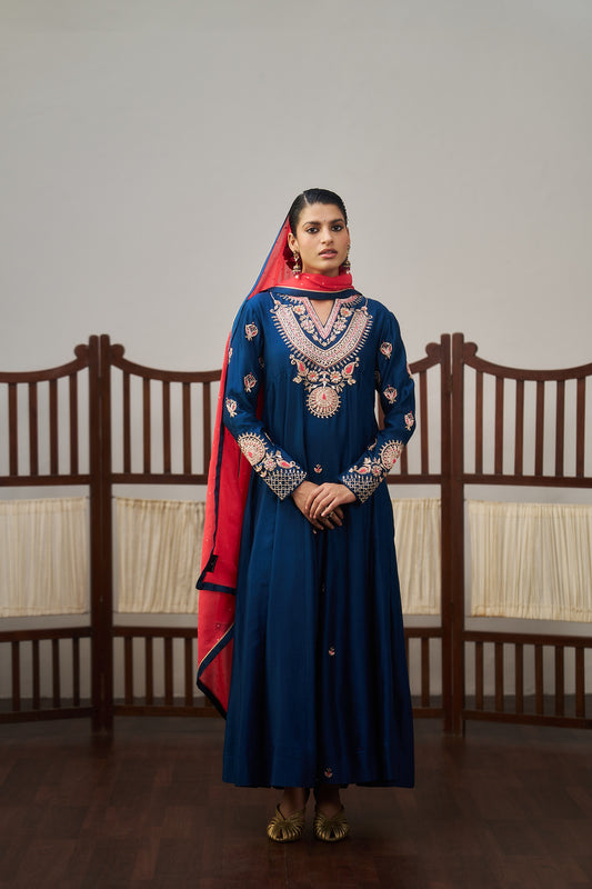 Dark Blue Anarkali Set
