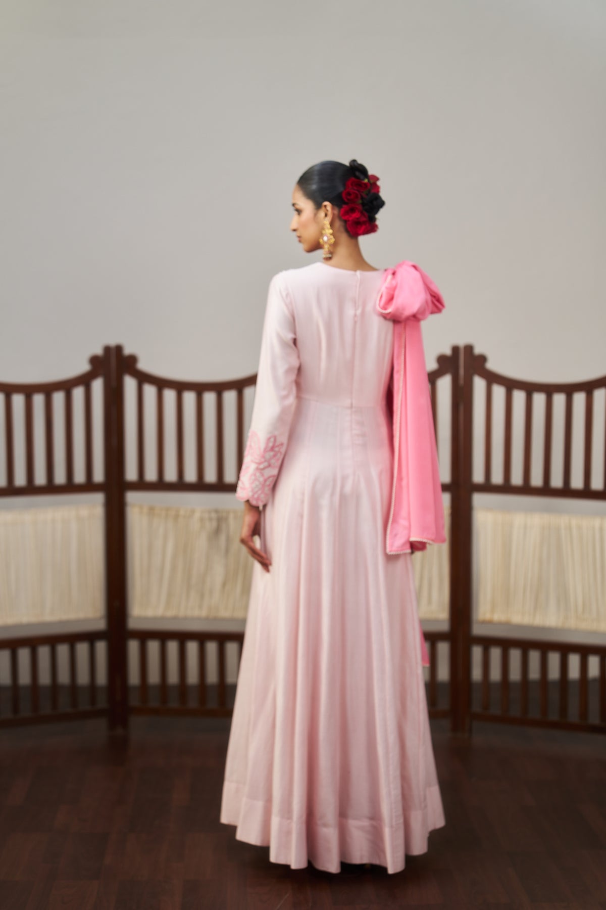Pastel Pink Embroidered Anarkali Set