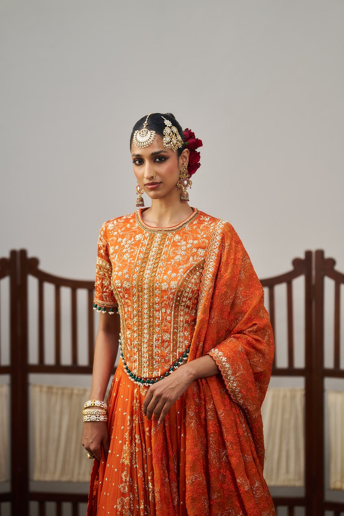 Orange Heavy Lehenga Set