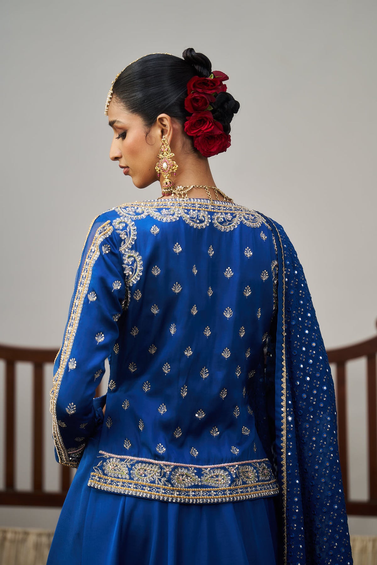 Royal Blue Silver Embroidered Lehenga Set