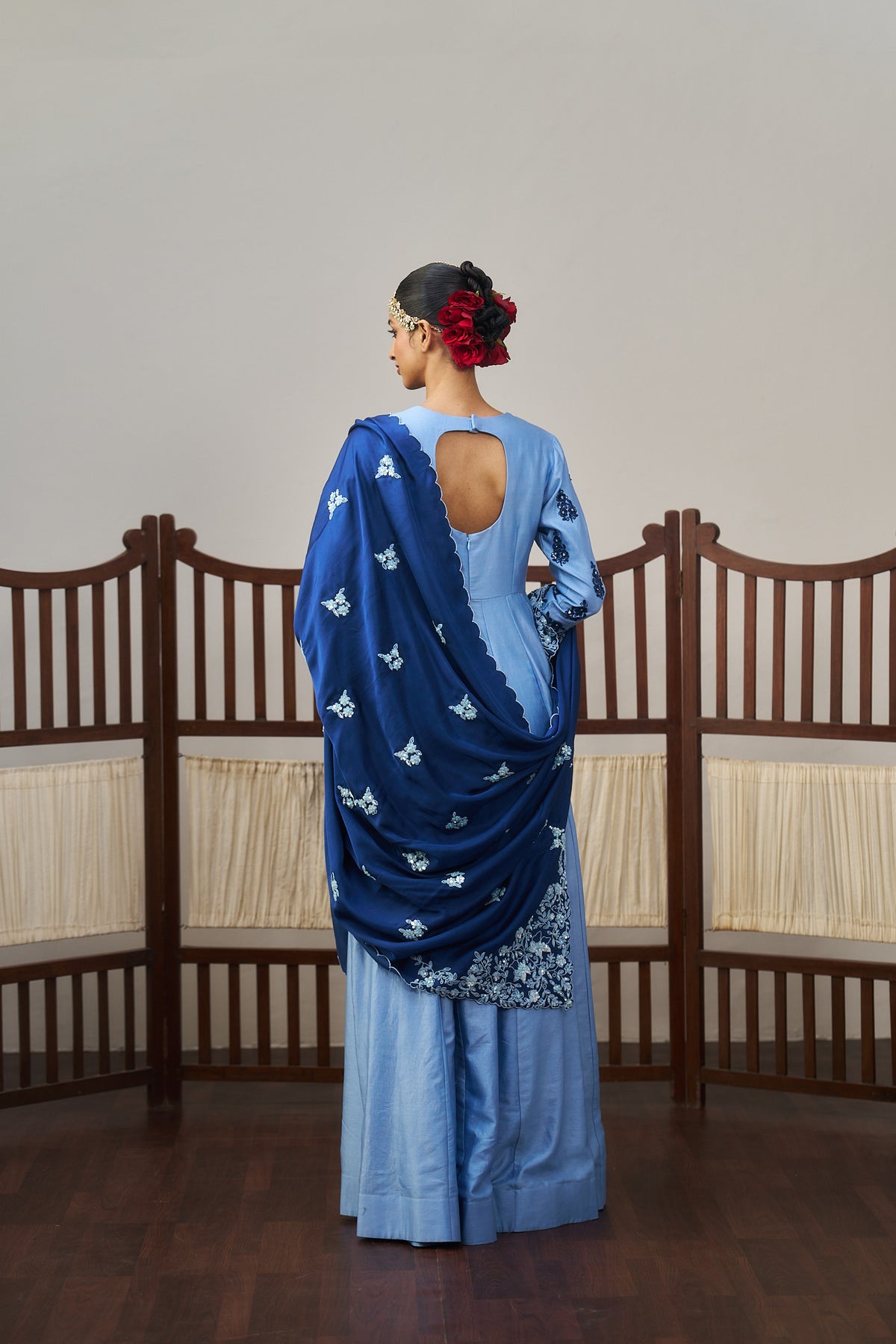 Powder Blue Embroidered Anarkali Set