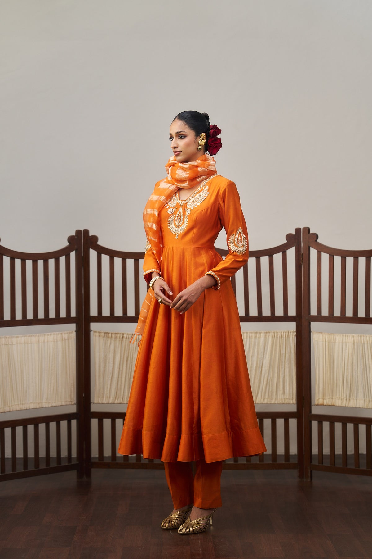 Orange Anarkali Set