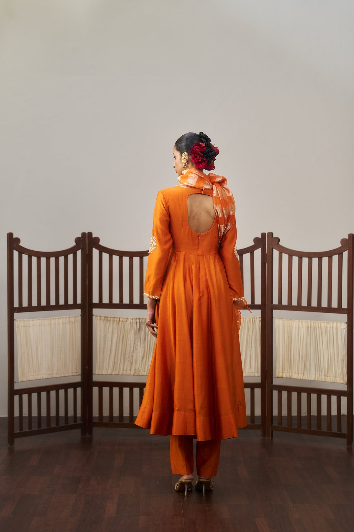 Orange Anarkali Set
