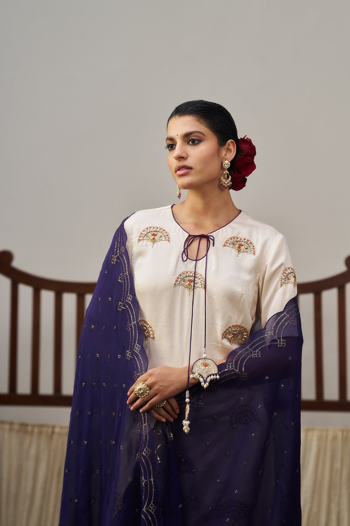 White Gajji Silk Sharara Set