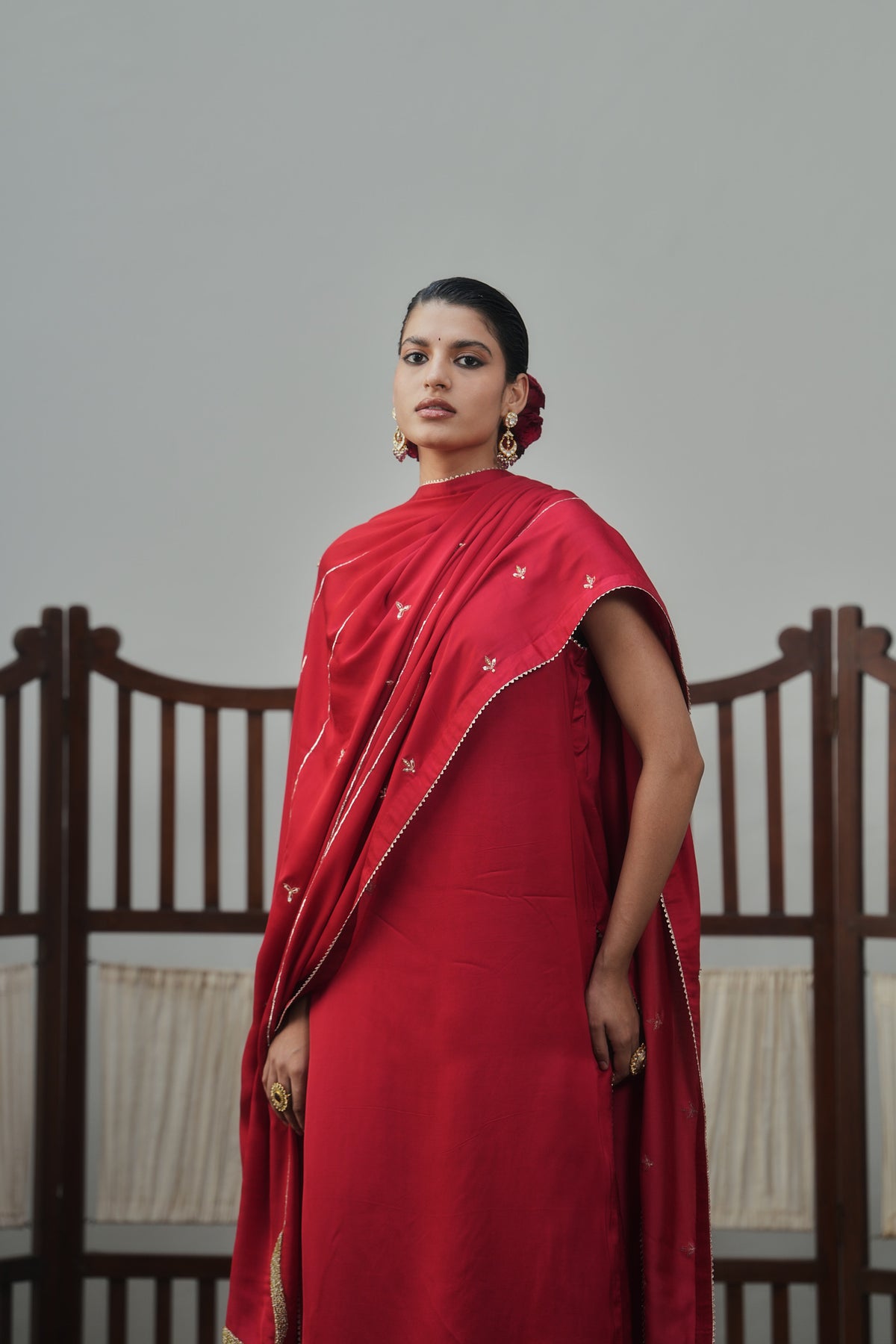 Red Kurta And Sharara Set