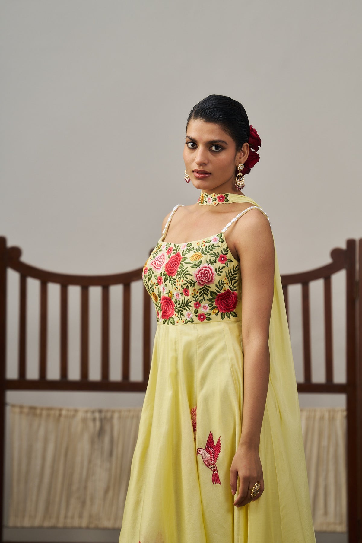 Yellow Short Anarkali Kurta Set