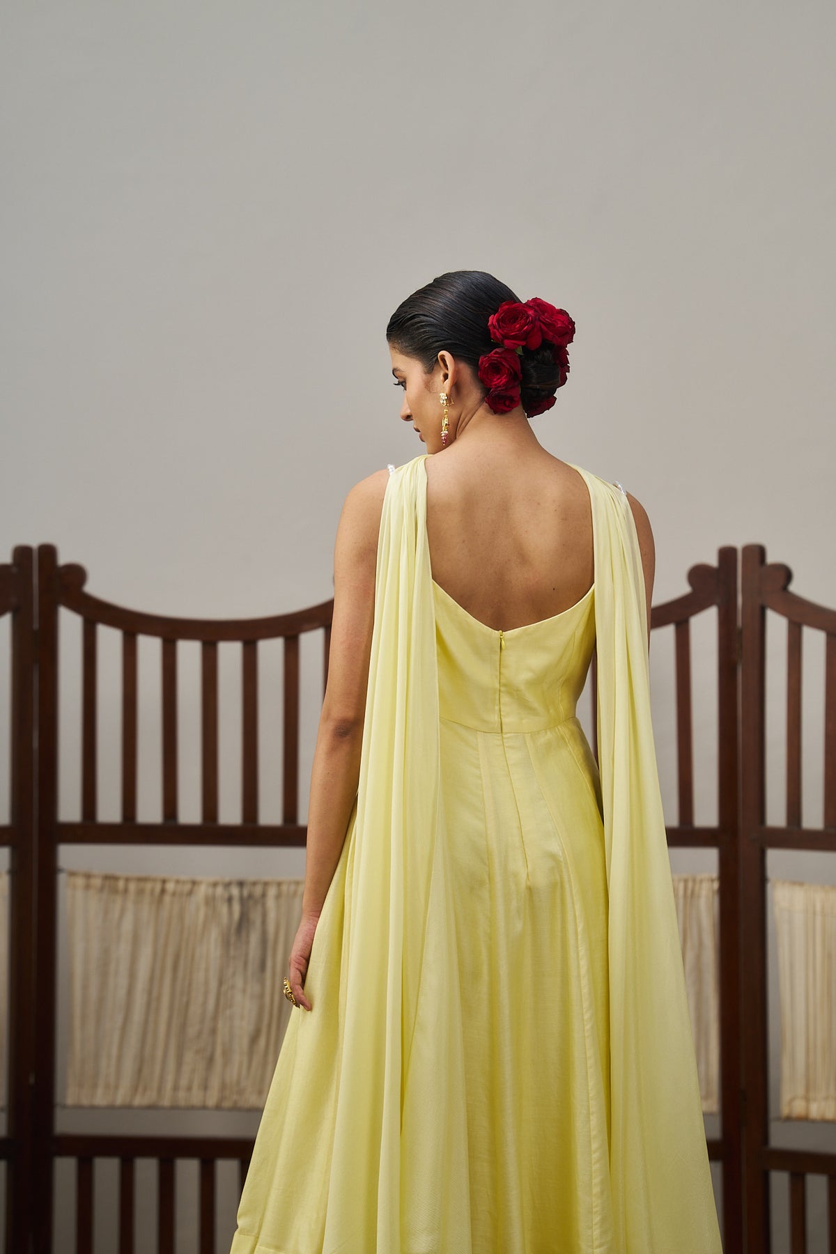 Yellow Short Anarkali Kurta Set