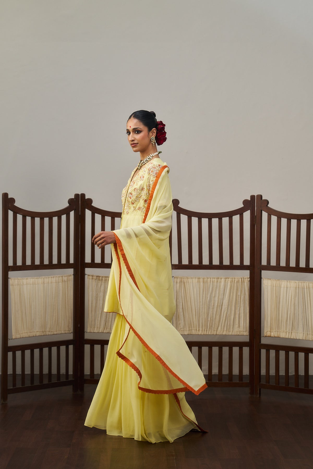 Yellow  Chanderi Sharara Set
