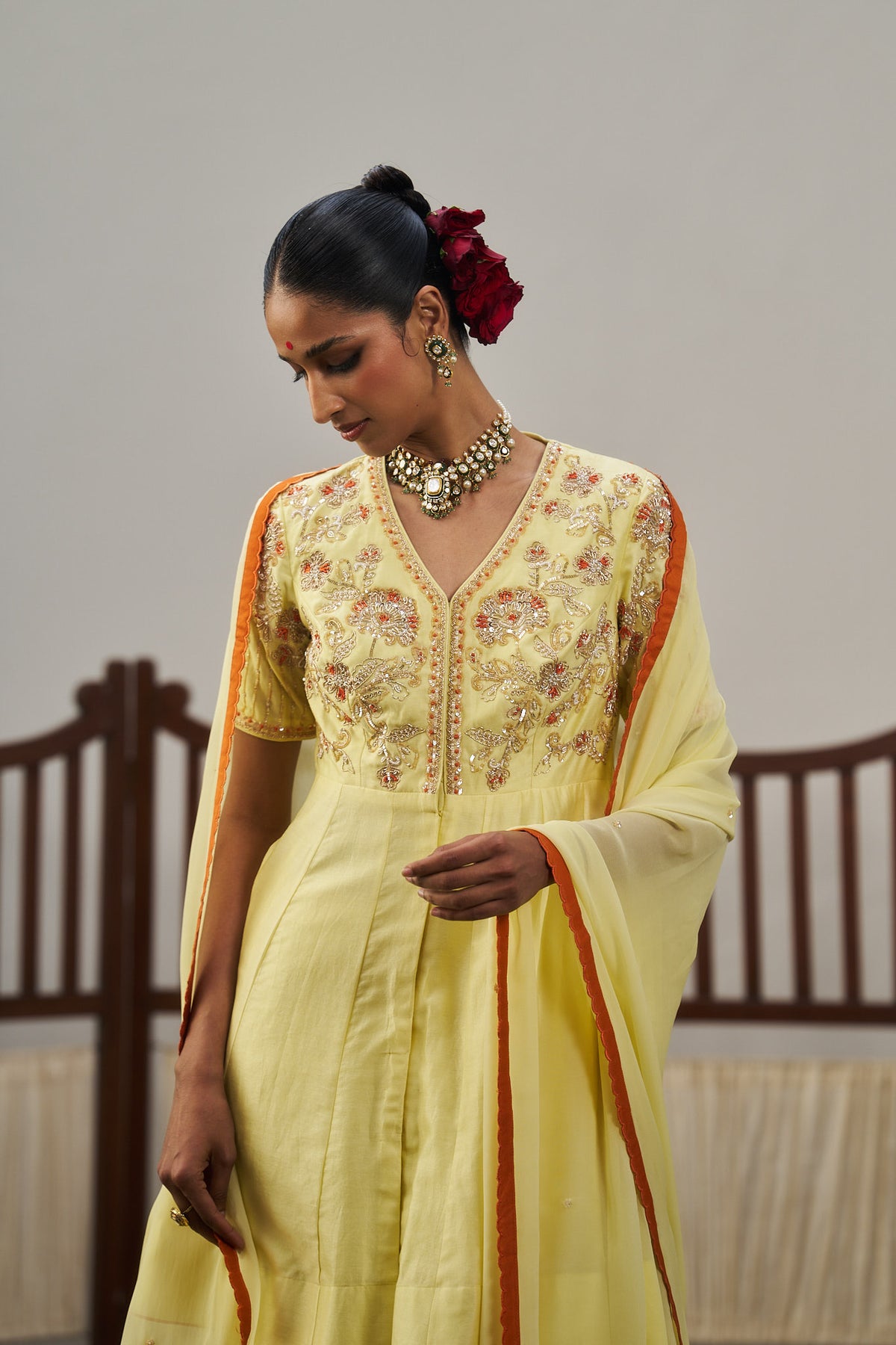 Yellow  Chanderi Sharara Set