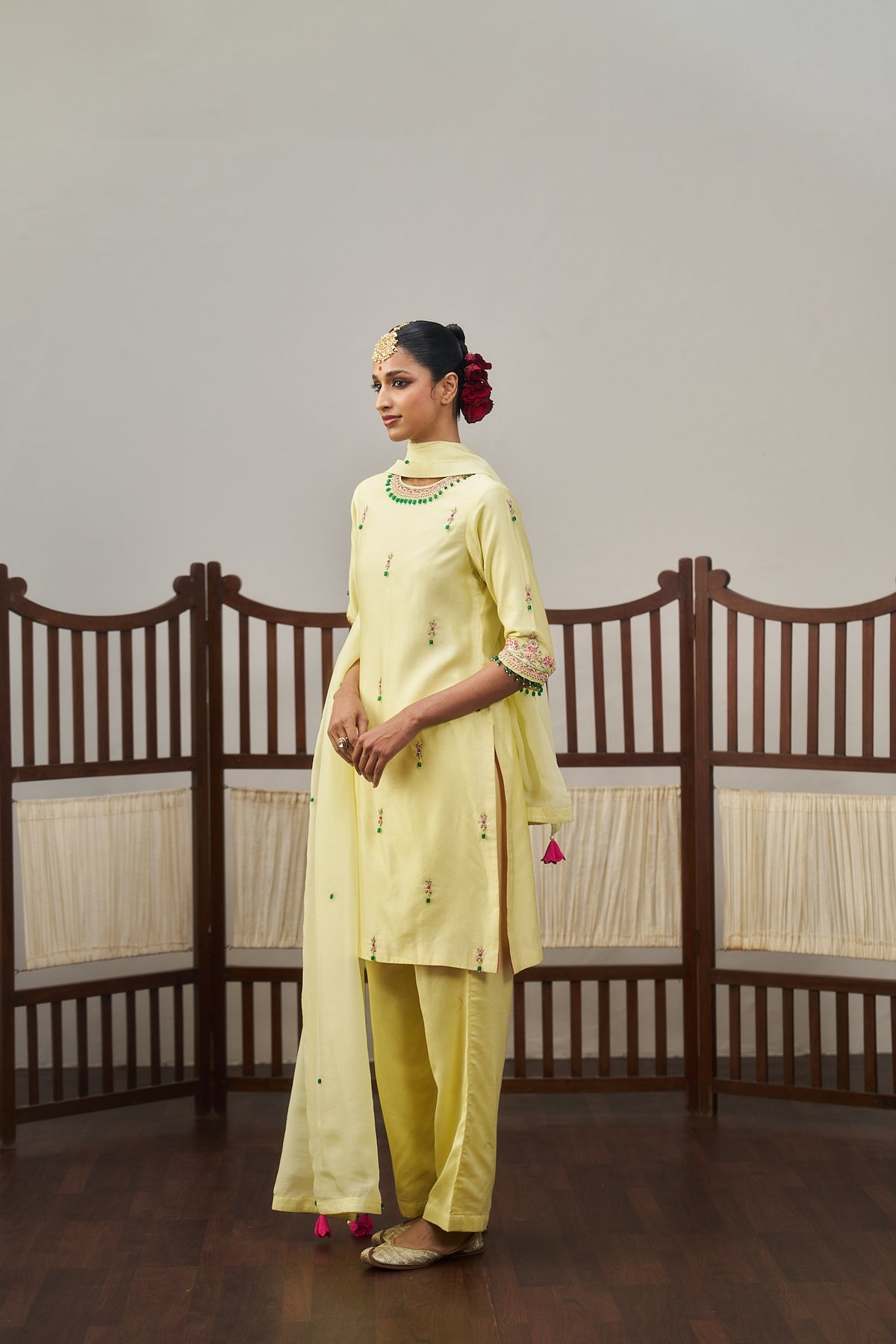 Yellow Chanderi Kurta Set