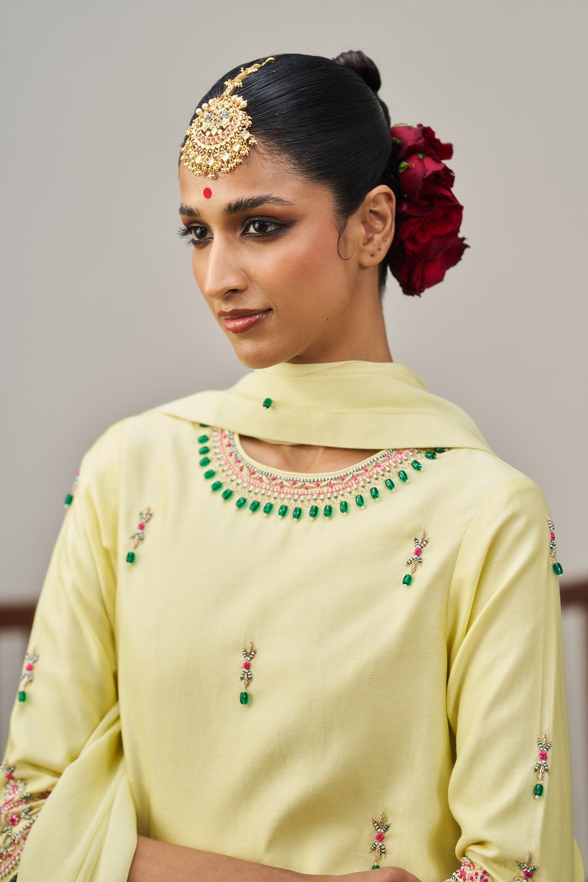 Yellow Chanderi Kurta Set