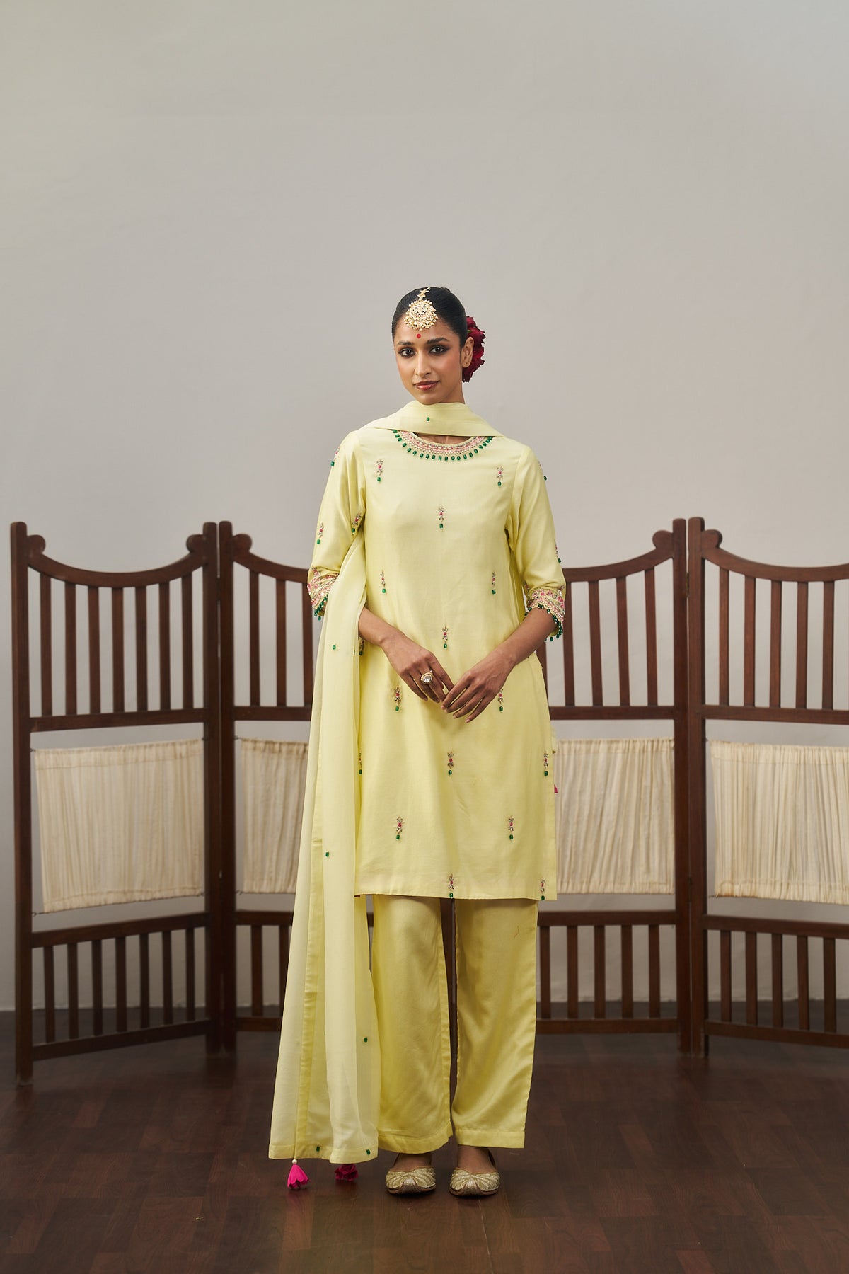 Yellow Chanderi Kurta Set