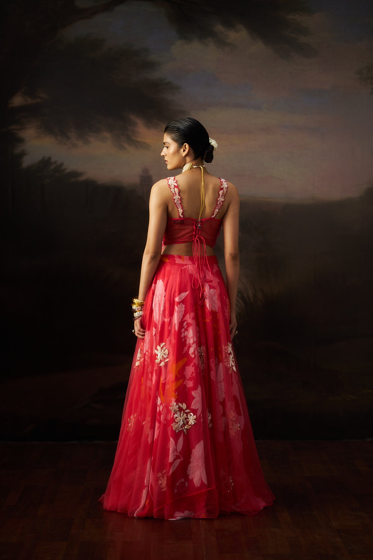 Coral Tassels Blouse Lehenga Set