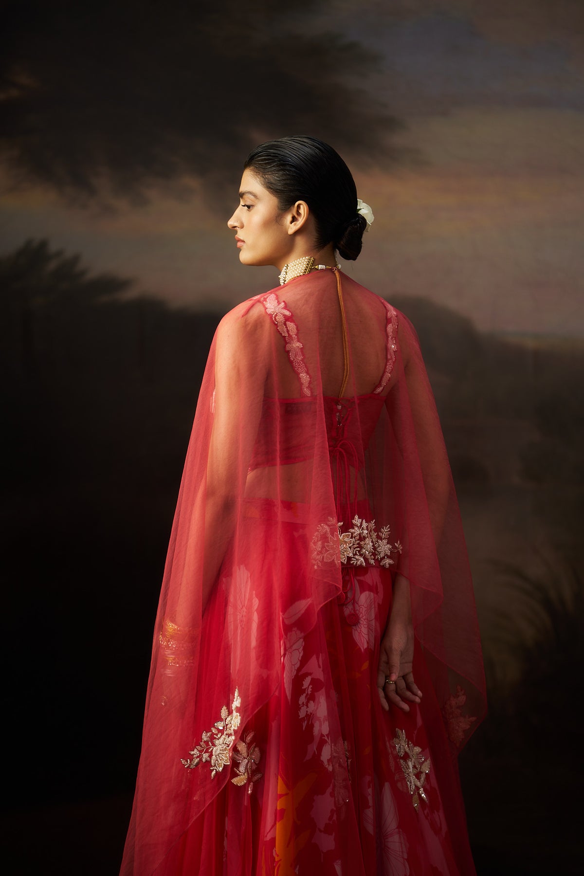 Coral Tassels Blouse Lehenga Set