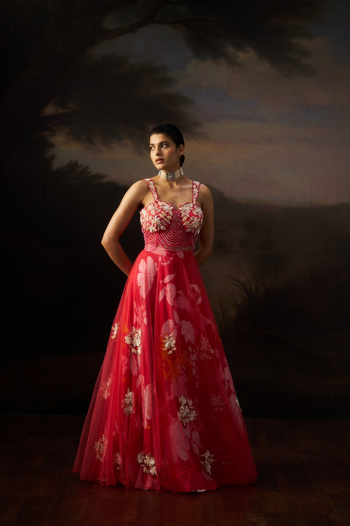 Coral Tassels Blouse Lehenga Set