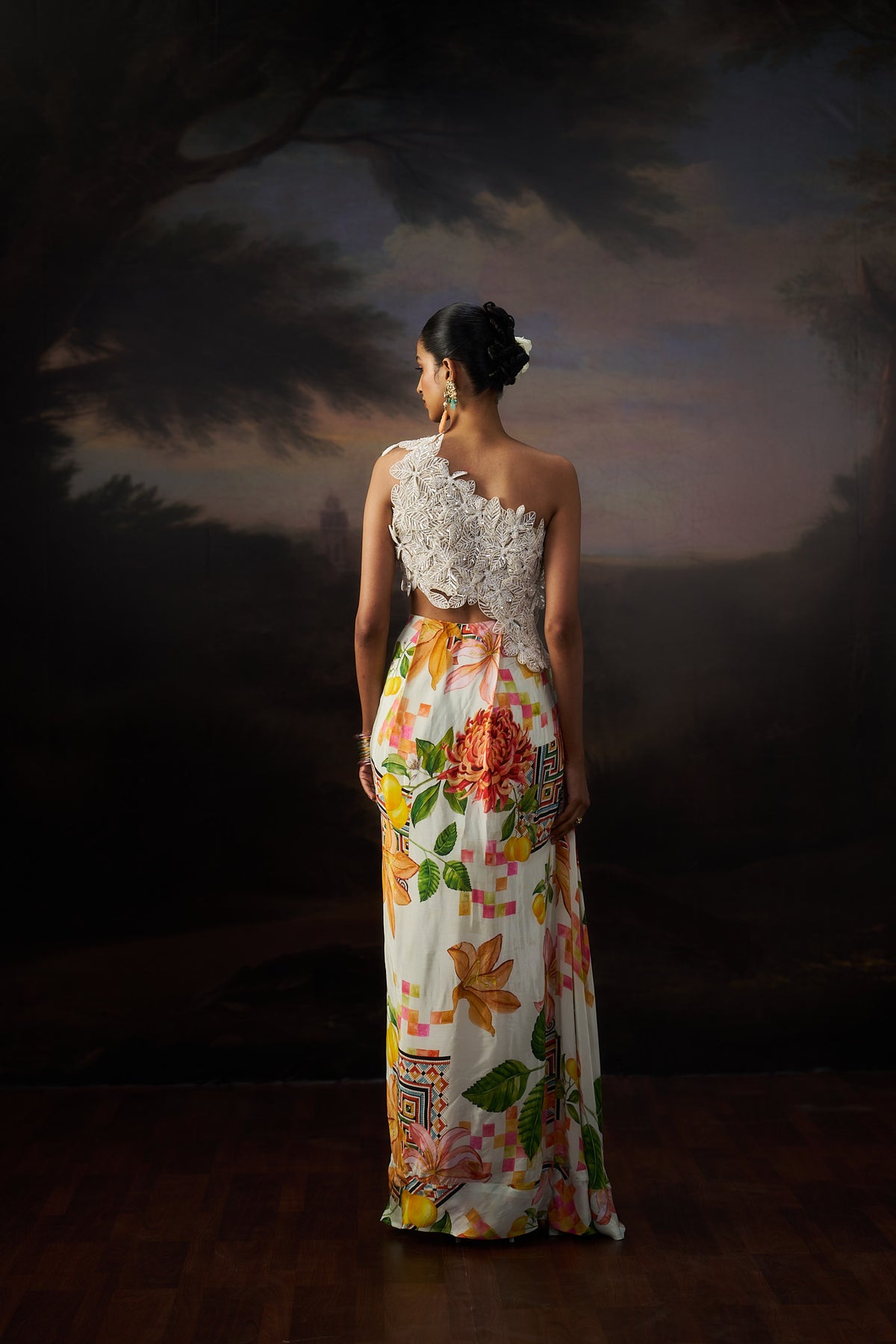 Off White 3D Flower Gown