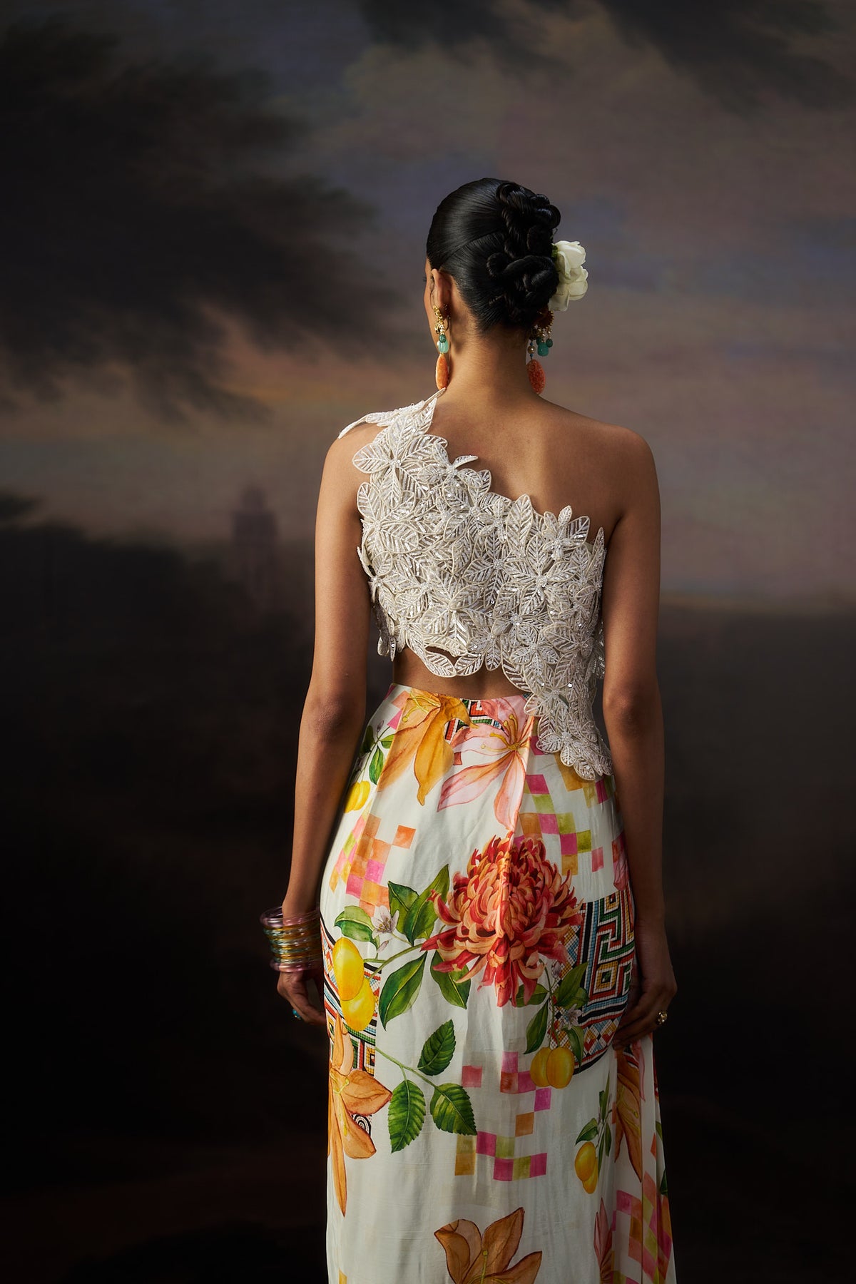Off White 3D Flower Gown
