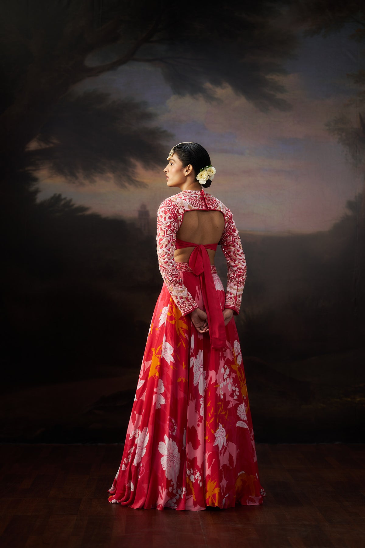 Coral Heavy Blouse Lehenga Set