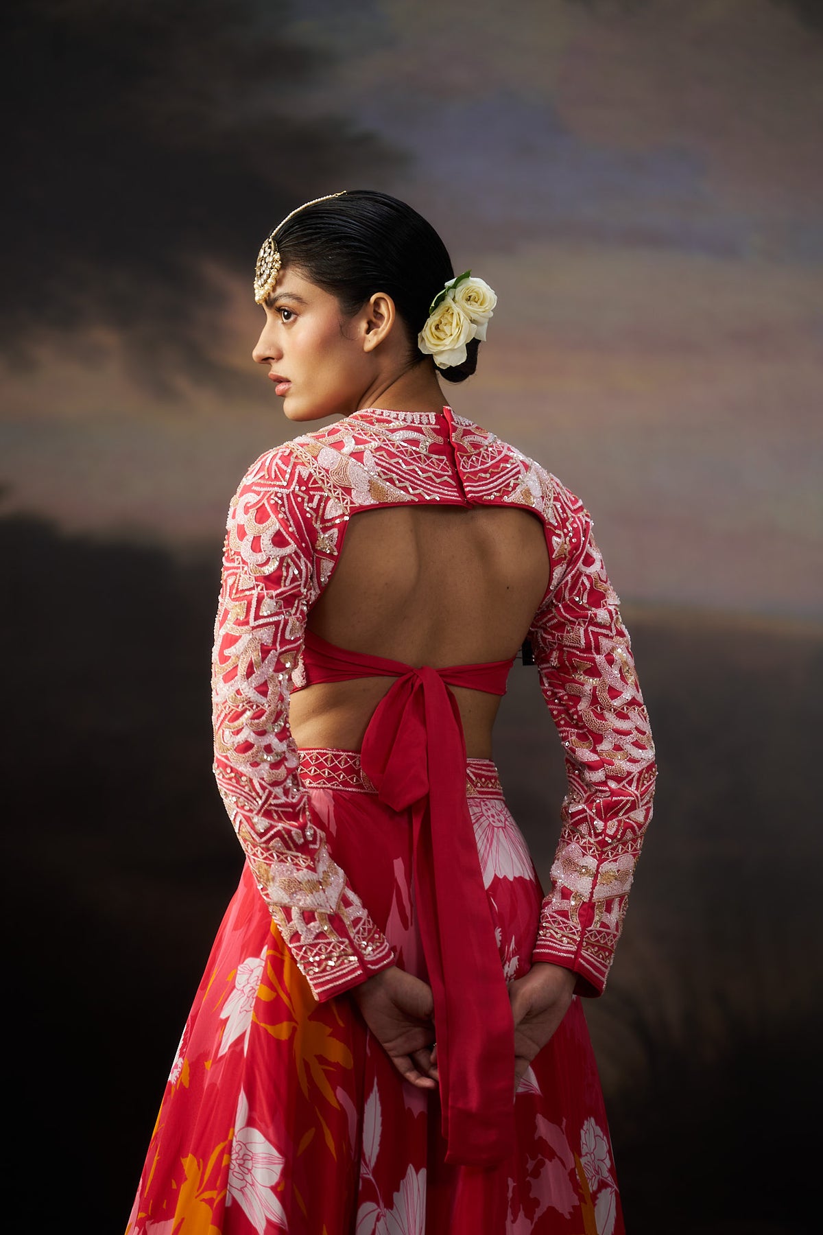 Coral Heavy Blouse Lehenga Set