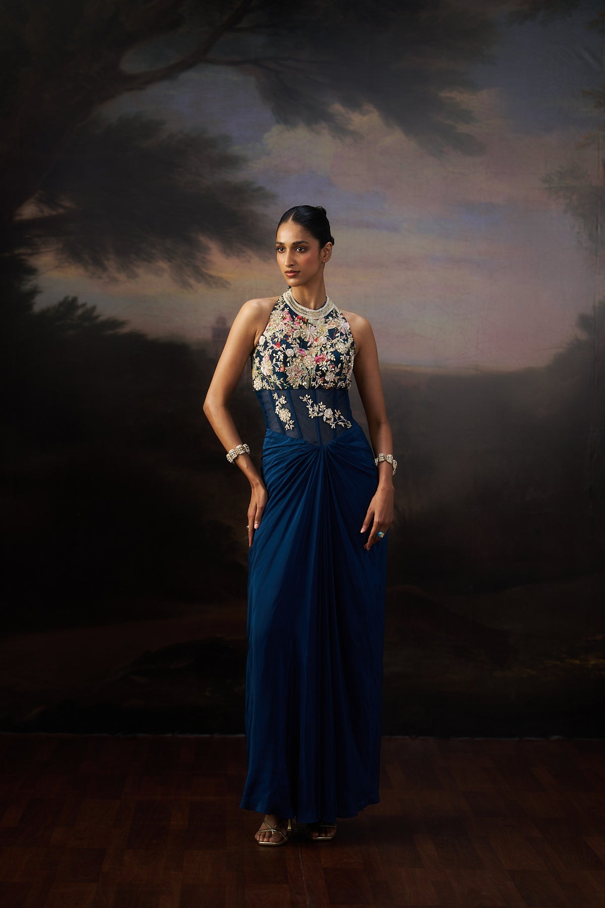 Navy Blue Corset Gown
