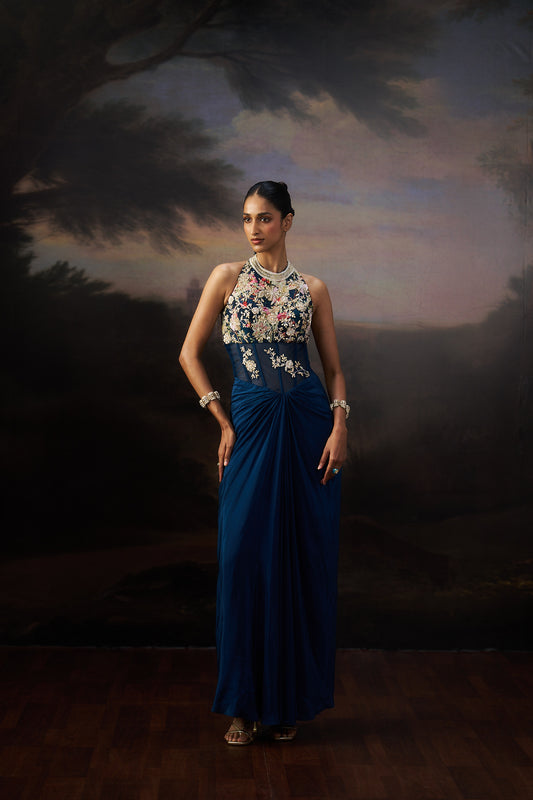 Navy Blue Corset Gown