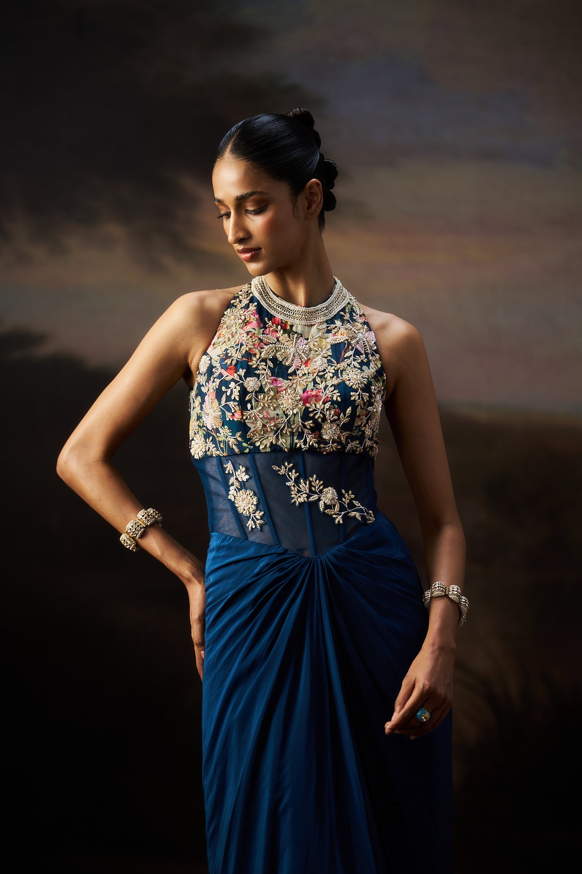 Navy Blue Corset Gown