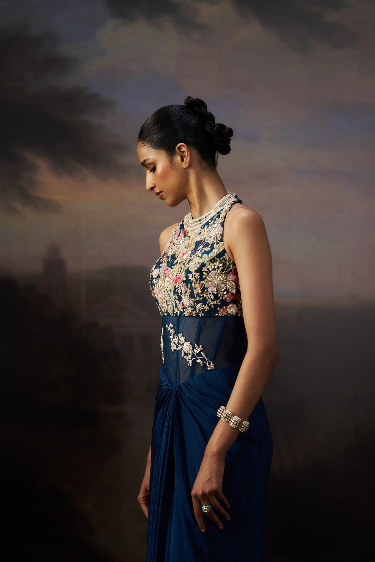 Navy Blue Corset Gown