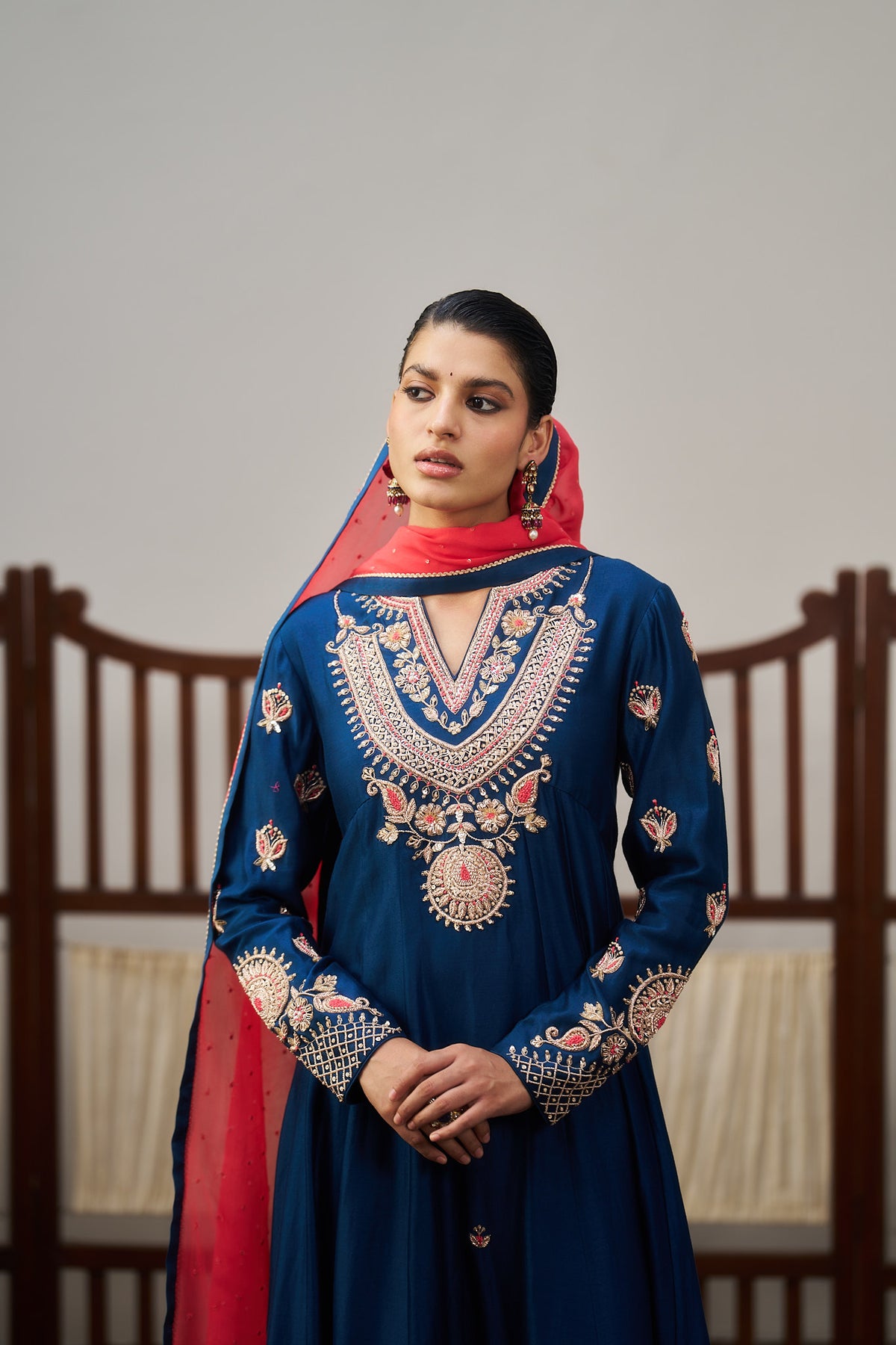 Dark Blue Anarkali Set