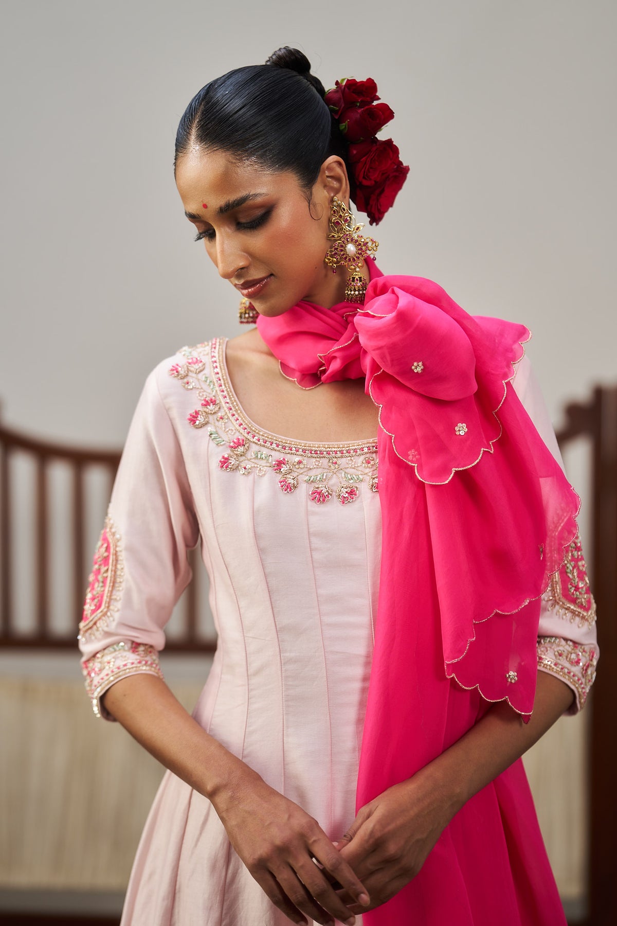 Pastel Pink Anarkali Set