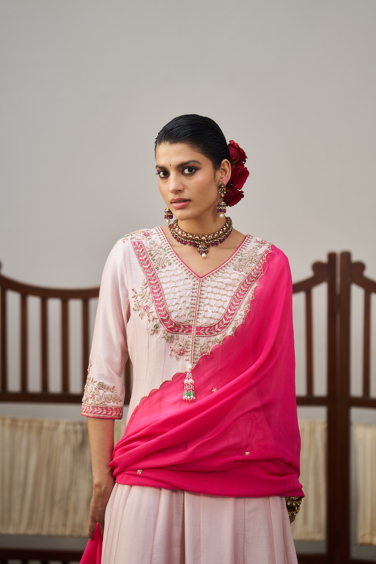 Pastel Pink Anarkali Set